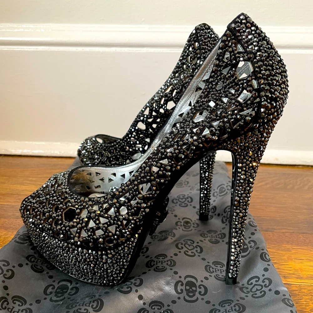 Brand New, never worn, Philipp Plein “Ice Crystal” heels, size 39